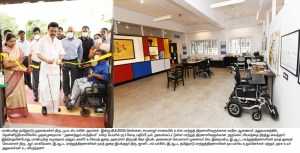 மாண்புமிகு தமிழ்நாடு முதலமைச்சர் திரு . மு.க. ஸ்டாலின் அவர்கள் இன்று ( 6.6.2022 ) சென்னை , காமராஜர் சாலையில் உள்ள மாற்றுத் திறனாளிகளுக்கான மாநில ஆணையர் அலுவலகத்தில் , தென்னிந்தியாவிலேயே முதல்முறையாக “ அனைத்தும் சாத்தியம் ” என்ற பெயரில் ரூ .1 கோடி மதிப்பீட்டில் அமைக்கப்பட்டுள்ள மாற்றுத் திறனாளிகளுக்கான அருங்காட்சியகத்தை திறந்து வைத்தார் . இந்நிகழ்வின்போது , மாண்புமிகு சமூகநலம் மற்றும் மகளிர் உரிமைத் துறை அமைச்சர் திருமதி கீதா ஜீவன் , தலைமைச் செயலாளர் முனைவர் வெ . இறையன்பு , இ.ஆ.ப. , மாற்றுத்திறனாளிகள் நலத் துறைச் செயலாளர் திரு . ஆர் . லால்வேனா , இ.ஆப. , மாற்றுத்திறனாளிகள் நலத் துறை இயக்குநர் திரு . ஜானி டாம் வர்கீஸ் , இ.ஆ.ப. , தமிழ்நாடு மாற்றுத்திறனாளிகள் நல வாரிய உறுப்பினர்கள் மற்றும் அரசு உயர் அலுவலர்கள் உடனிருந்தனர் .